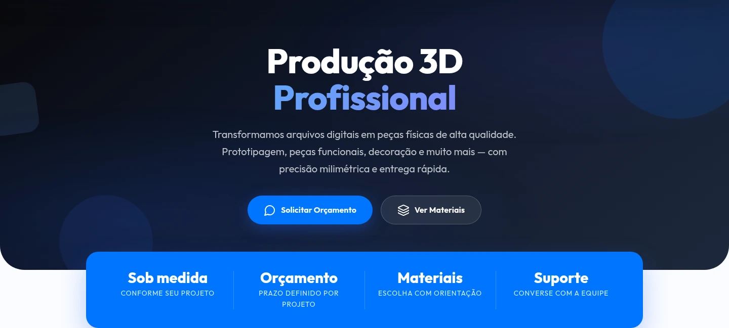 Produção 3D — página da 3D GO PRINT